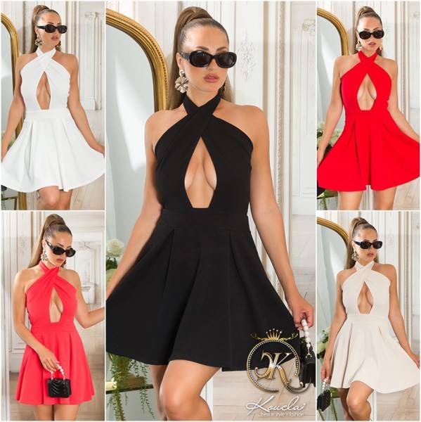 Koucla Sexy KouCla Neckholder Minikleid Glockenrock Große Rabatte