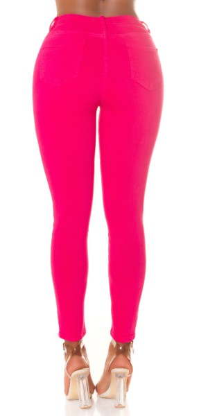Koucla Sexy Highwaist Jeans "pink" mit Knopf-Details VIP-Rabatte
