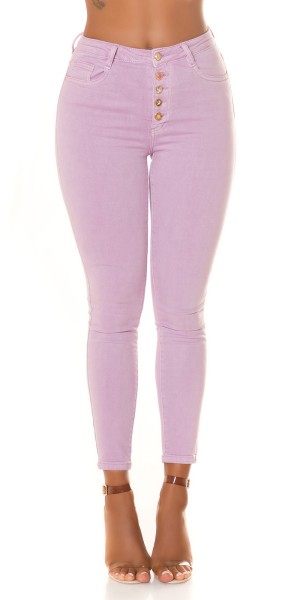 Koucla Sexy Highwaist Jeans "flieder" mit Knopf-Details Super Sparpreis