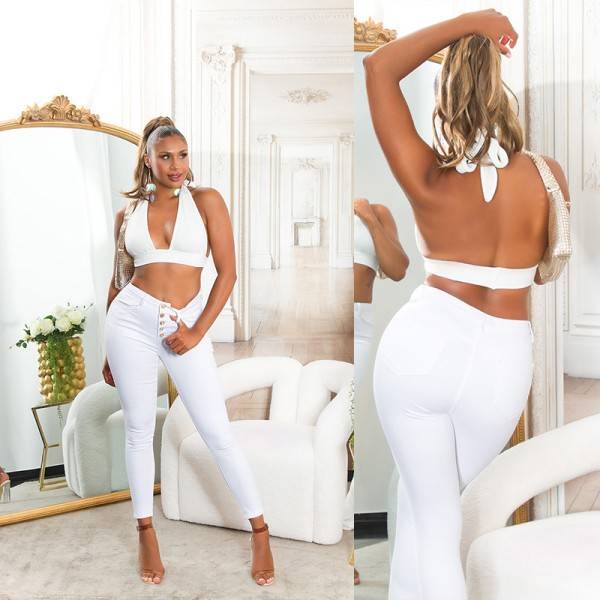 Koucla Sexy Musthave Highwaist Jeans mit Knopf-Details Wochenangebot
