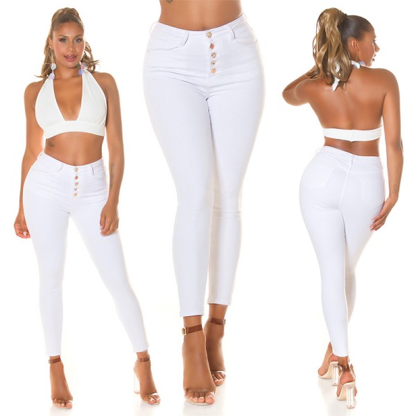 Koucla Sexy Musthave Highwaist Jeans mit Knopf-Details Wochenangebot