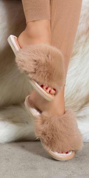 Koucla Sexy Pantolette mit Kunstfell Begrenzte Freigabe