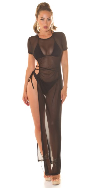 Koucla Sexy Koucla Kurzarm Mesh Cover-Up mit XXL Schlitz Im Verkauf