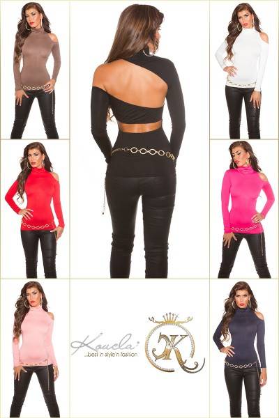 Koucla Sexy KouCla oneshoulder Rollishirt mit Sexy Back Versandkostenfrei