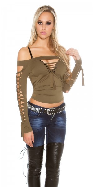 Koucla Sexy KouCla Shirt mit sexy Rissen Großer Ausverkauf