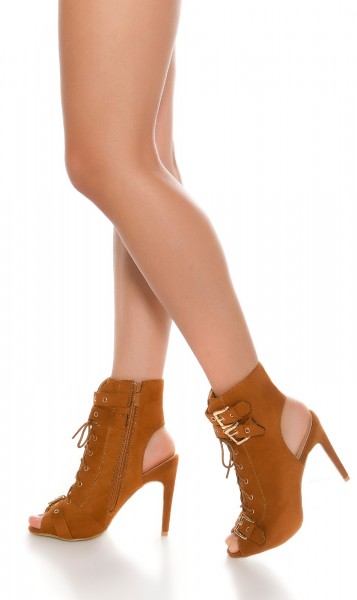Koucla Sexy Peeptoe Stiefelette geschnürt Begrenzt auf 3 Tage
