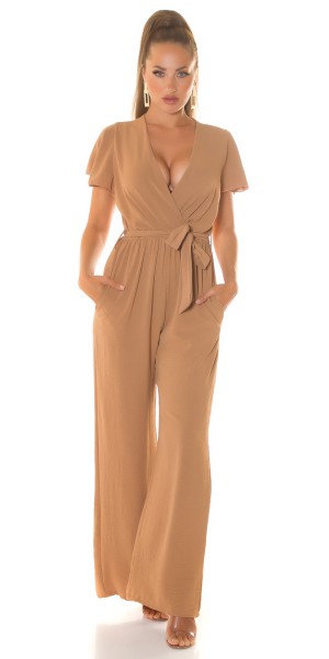 Koucla Sexy Sommer Overall mit weitem Bein & Bindegürtel Günstiger Verkauf