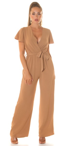 Koucla Sexy Sommer Overall mit weitem Bein & Bindegürtel Günstiger Verkauf