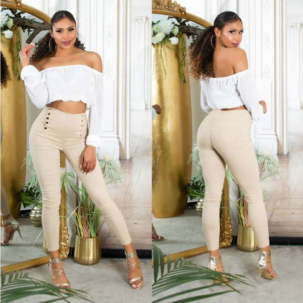 Koucla Sexy Highwaist Hose mit Deko Knöpfen Blitzverkäufe
