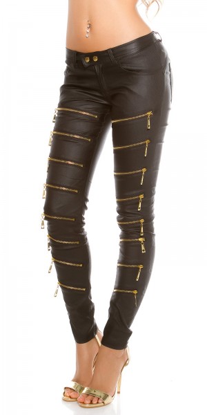Koucla Sexy KouCla Lederlook Hose mit Deko Zips Muttertagsangebot