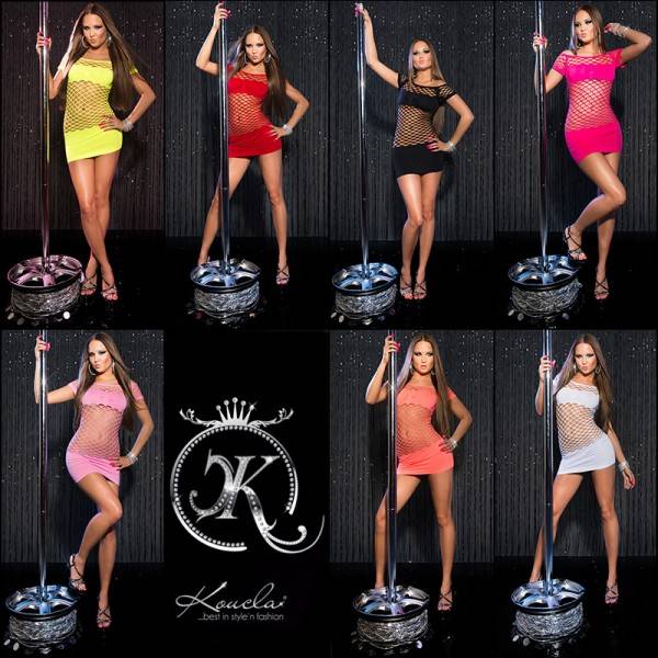 Koucla Sexy GoGo-Netzminikleid in Neonfarbe Begrenzte Freigabe