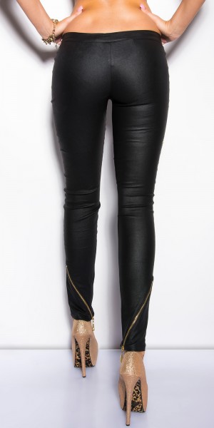 Koucla Sexy KouCla Lederlookhosen mit Zippern Neueste Stile