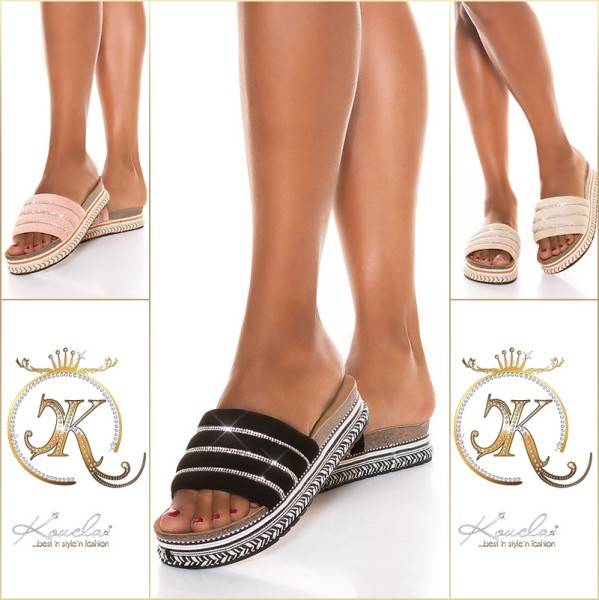 Koucla Sexy Plateau Pantoletten mit Strass Sonderangebot der Fabrik