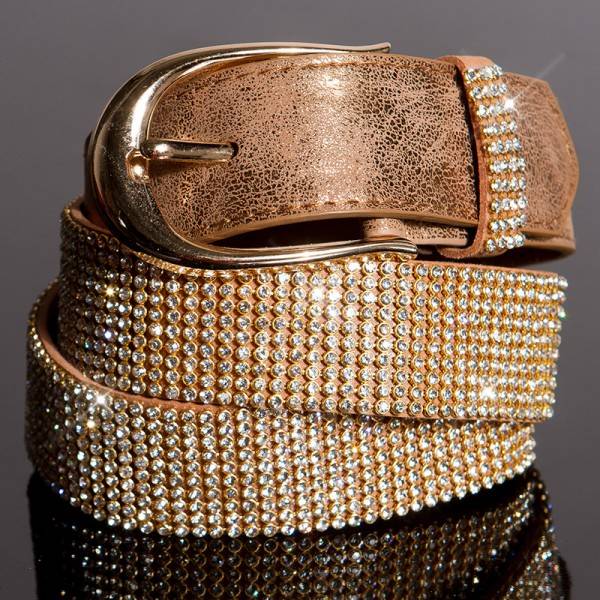 Koucla Sexy Lederlook Gürtel mit Strass Saisonschlussverkauf