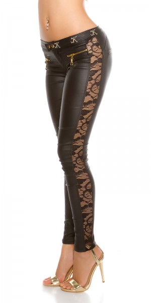 Koucla Sexy KouCla Lederlook Hose mit Spitze Blitzangebot
