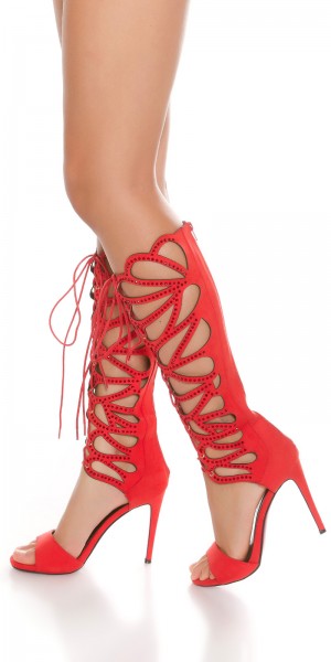 Koucla Sexy High Heel Römersandalette Glitzernieten zollfrei