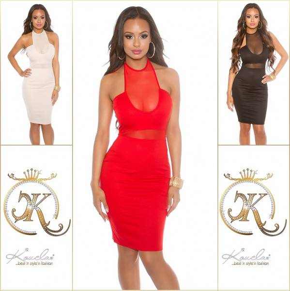 Koucla Sexy KouCla Neckholder Minikleid mit Mesh Einsatz Fabrikverkauf