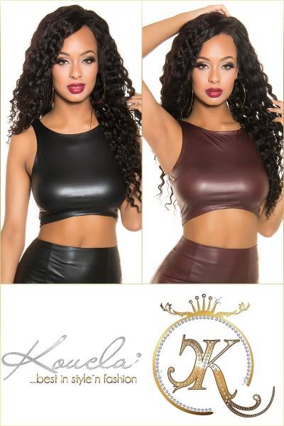 Koucla Sexy KouCla Wetlook Crop Top mit Zip Weihnachtsangebot