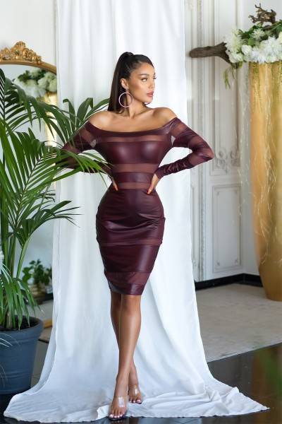 Koucla Sexy KouCla Wetlook Kleid JLo LooK, Mesh Einsätzen Muttertagsangebot