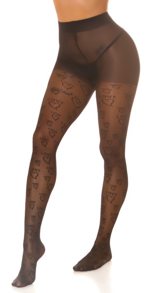 Koucla Sexy Strumpfhose mit Print "Love" zollfrei