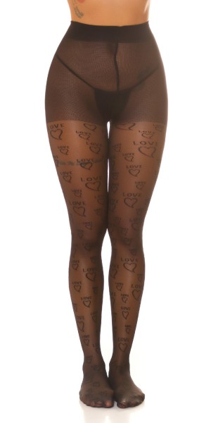Koucla Sexy Strumpfhose mit Print "Love" zollfrei
