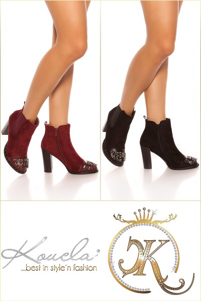 Koucla Sexy Blockabsatz-Stiefelette mit Strass Heißer Verkauf