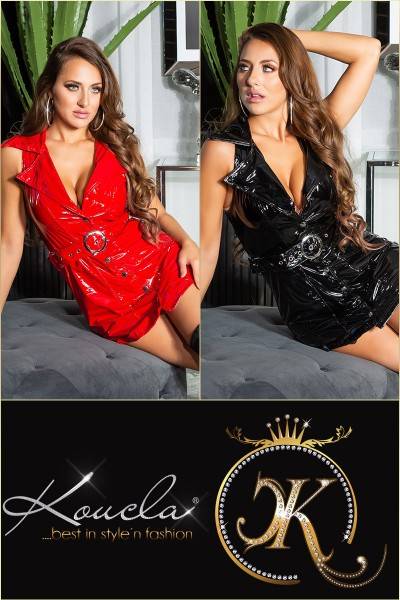 Koucla Sexy Koucla Latexlook Minikleid mit Gürtel Neuheiten