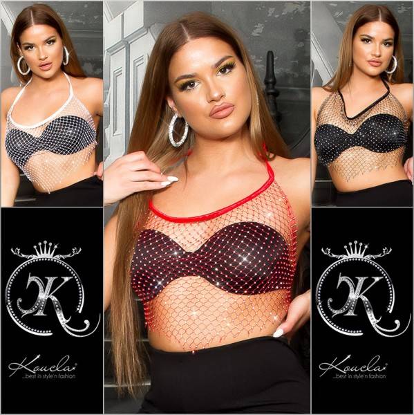 Koucla Sexy Koucla Netz Top mit Glitzersteinchen Saisonale Angebote