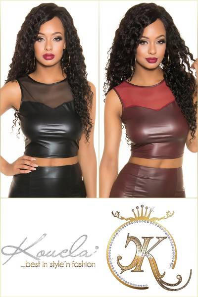 Koucla Sexy KouCla Wetlook Tank Crop Top mit Mesheinsatz Outlet