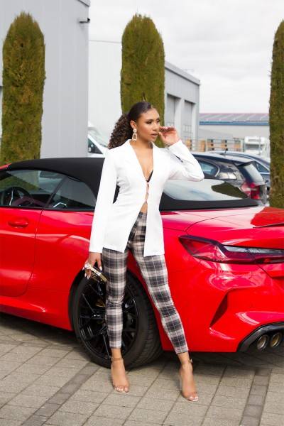 Koucla Sexy Highwaist Hose mit Karomuster und Taschen Limitierter Zeitrabatt