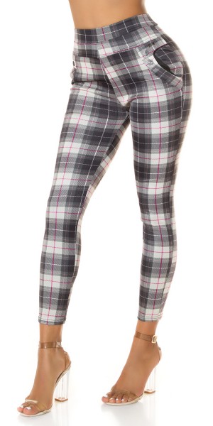 Koucla Sexy Highwaist Hose mit Karomuster und Taschen Limitierter Zeitrabatt