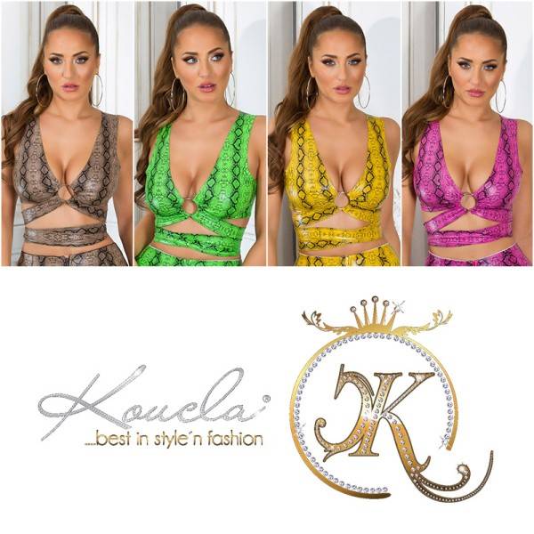 Koucla Sexy Koucla Kunstleder Crop top mit Snake Print Fabrikpreis