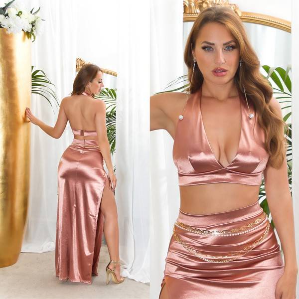 Koucla Sexy Koucla Neckholder Crop Top im Satin Look Bis zu 50% Rabatt