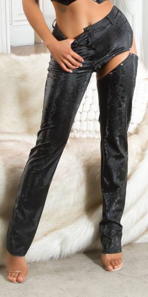 Koucla Sexy Koucla Wetlook Hose mit Snake Print & Cut Out 50% Rabatt mit kostenlosem Versand