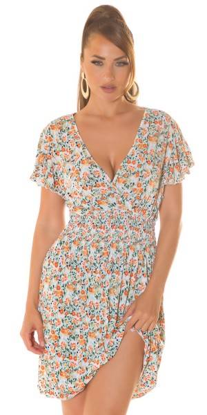 Koucla Sexy Kurzarm Sommerkleid mit V-Neck & Blumenprint Großer Ausverkauf