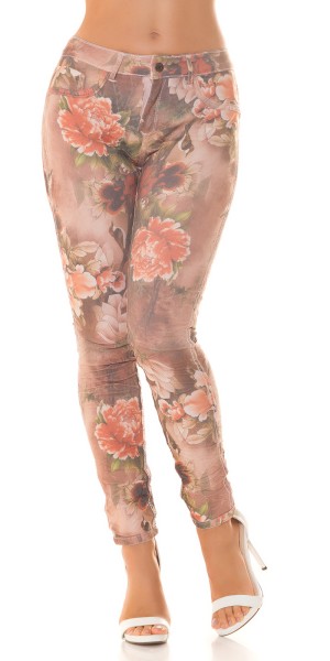 Koucla Sexy 2in1 Skinny Jeans mit Blumenprint Begrenztes Angebot