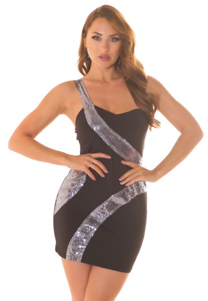 Koucla Sexy one-shoulder Party-Mini-Kleid mit Pailletten Online Shopping