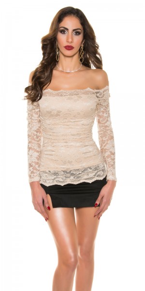 Koucla Sexy KouCla Spitzenshirt schulterfrei Fabrik Onlineshop