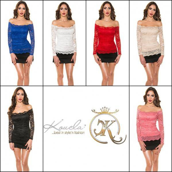 Koucla Sexy KouCla Spitzenshirt schulterfrei Fabrik Onlineshop