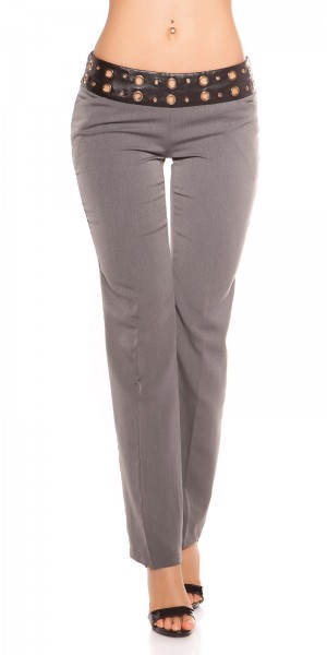 Koucla Sexy KouCla Stoffhose mit Nieten und Lederlook Osterangebot