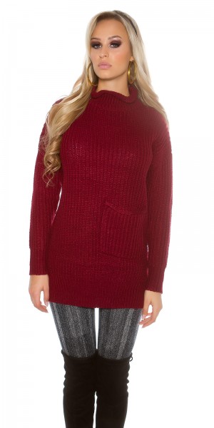 Koucla Sexy KouCla Grobstrick Rollkragen Pulli mit Tasche Osterangebot