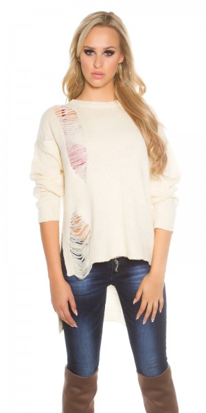 Koucla Sexy Koucla-High/Low-Strickpullover mit Risse Muttertagsangebot