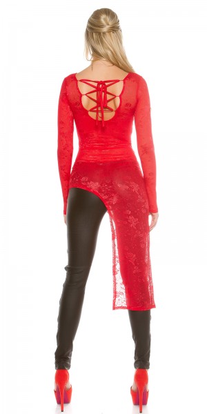 Koucla Sexy Koucla-Spitzenlangarmshirt mit Schnürung Lagerräumung