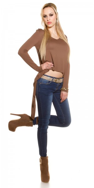 Koucla Sexy KouCla 2Way HighLow Langarm Crop Shirt Top Angebot
