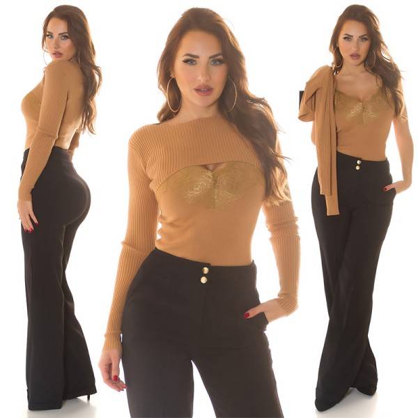 Koucla Sexy 2Piece Strick-Set / Top + Crop Pulli Speichern exportieren