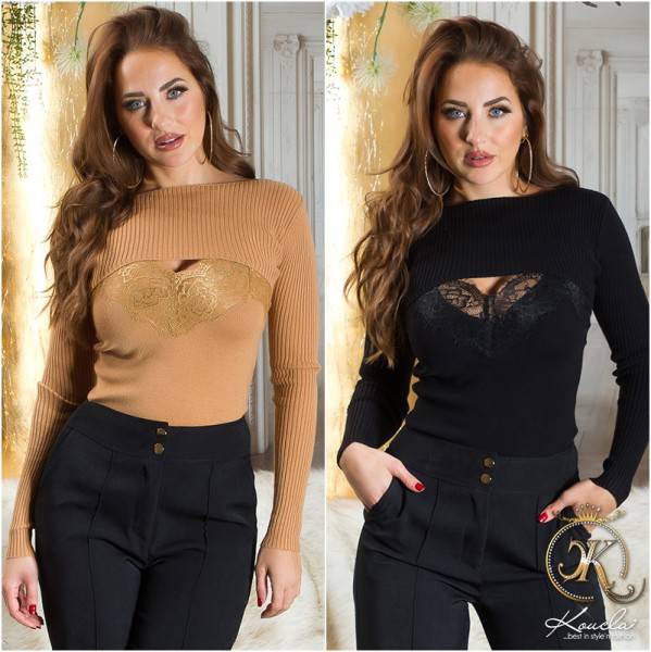 Koucla Sexy 2Piece Strick-Set / Top + Crop Pulli Speichern exportieren