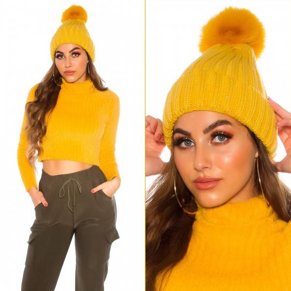 Koucla Trendy Stick Mütze mit Bommel Gefüttert Meist gekauft