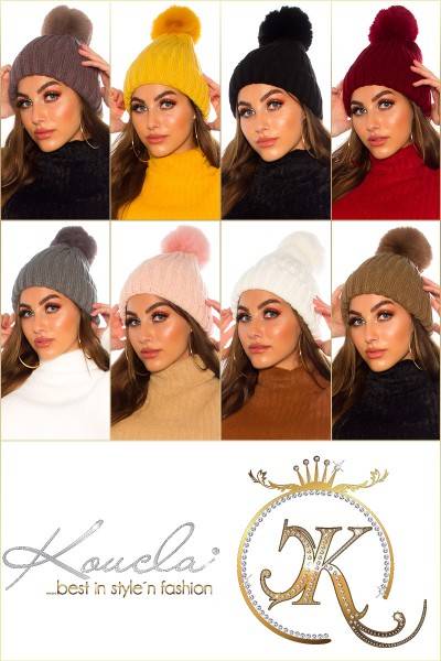 Koucla Trendy Stick Mütze mit Bommel Gefüttert Meist gekauft