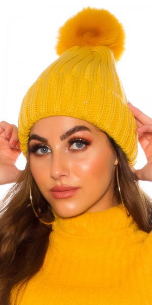 Koucla Trendy Stick Mütze mit Bommel Gefüttert Meist gekauft