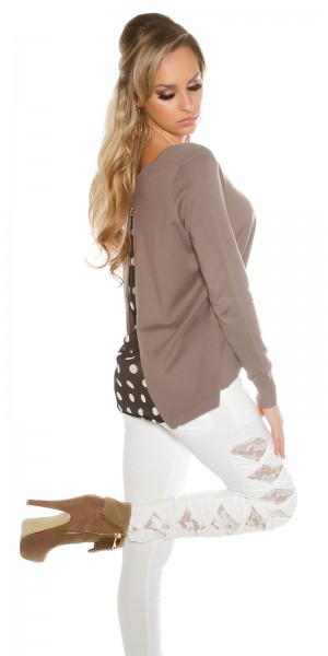 Koucla Trendy KouCla 2in1 Polka Dot Chiffon Pullover Neueste Mode